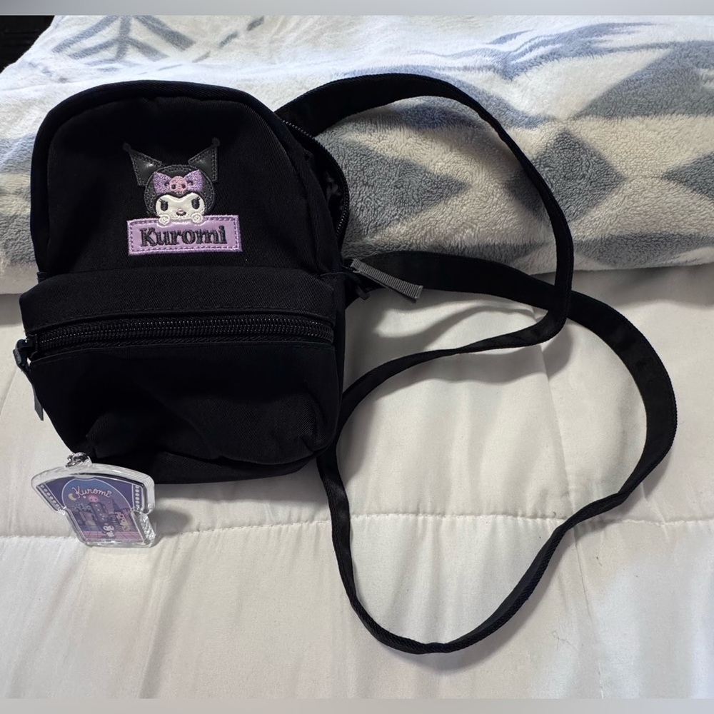 Kuromi Black Mini Crossbody Bag for Kids with Purple Accent